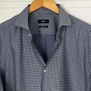 Hugo Boss Men’s Size 44-17 1/2 Slim Fit Long Sleeve Button Down Check Shirt